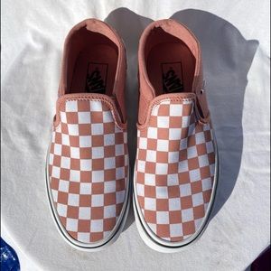 Pink checkered vans, never worn!